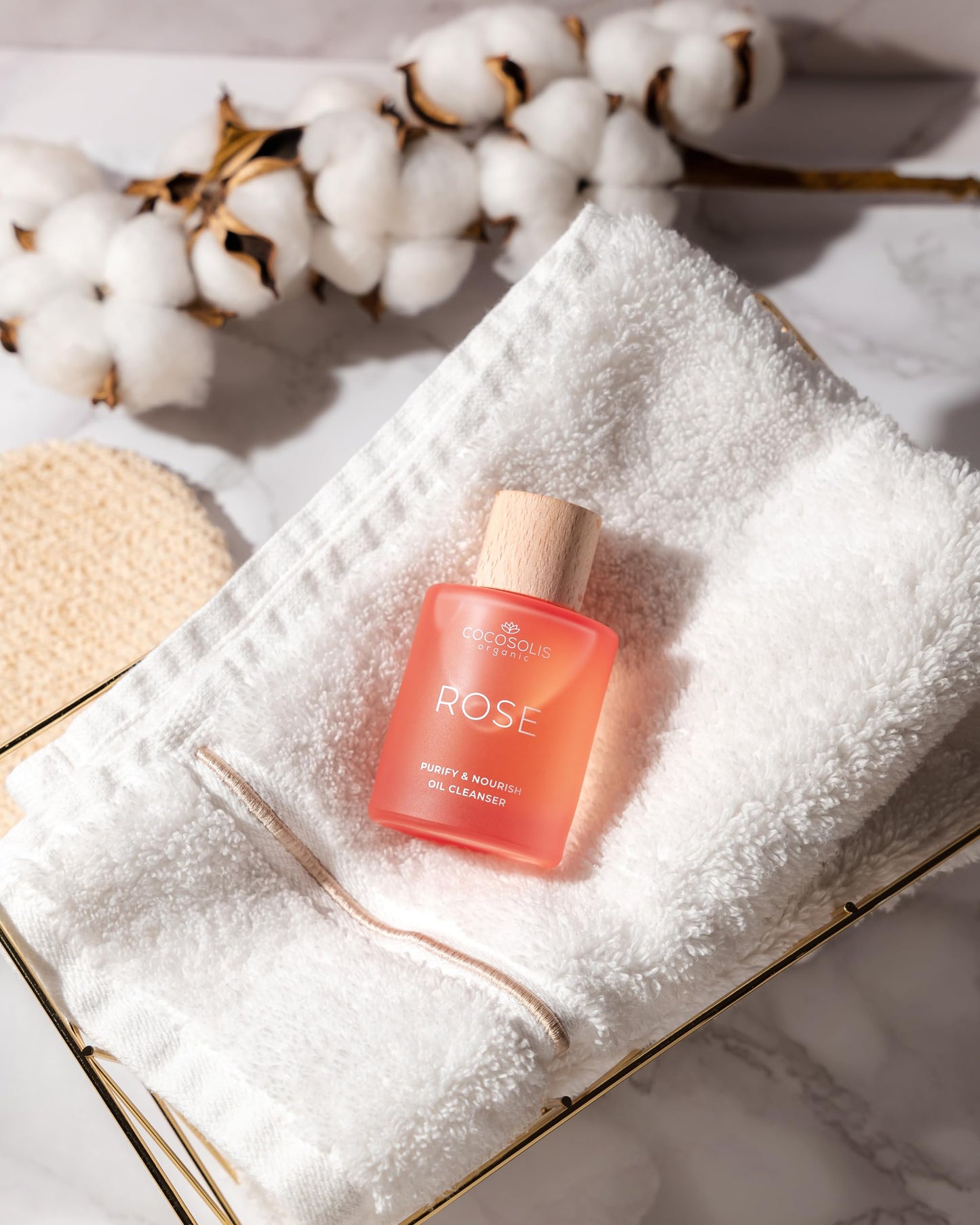 COCOSOLIS ROSE Purify & Nourish Oil Cleanser, moisturizing cleansing oil and make-up remover, vegan, with rose extract and vitamin E