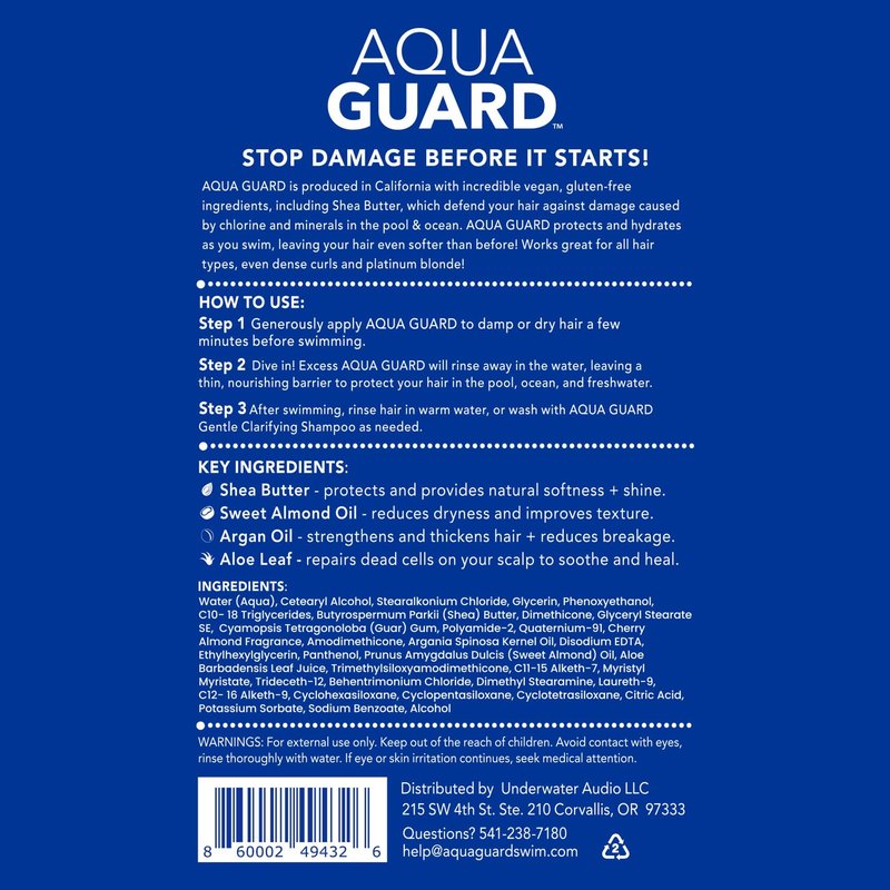AQUA GUARD Pre-Swim Hair Defense | Protect Hair Before You Swim | Prevents Chlorine Damage + Softens Hair While Swimming | Made in California | Color Safe, Leaves Hair Smelling Great | 5.3 oz (2 Pack)