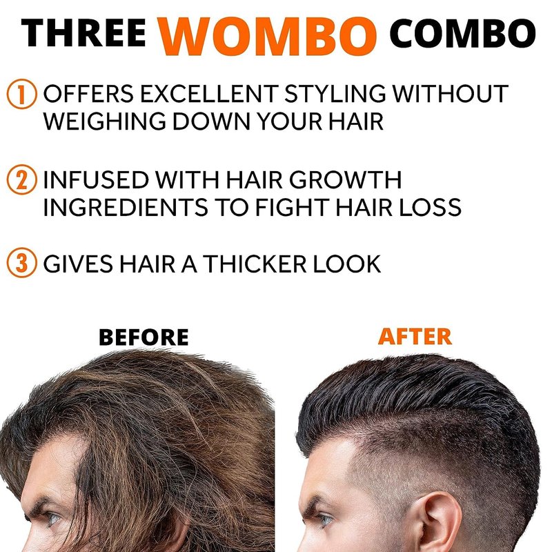 Thickening Water-Based Pomade with Natural Ingredients - 2 Pack Strong Hold, Matte Finish, Hair Growth and Loss Combating Benefits for Men