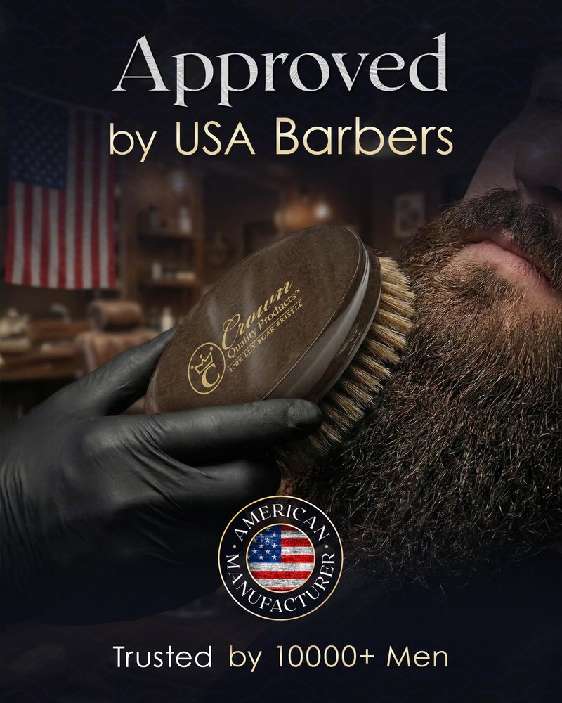 Ultimate Beard Hairbrush - Designed for Beards - Soft Natural Boar Bristle, All Purpose Detailing Brush, Solid Maple, High Gloss Rosewood Finish, Gold Engraved, Compact size by Crown Quality Products