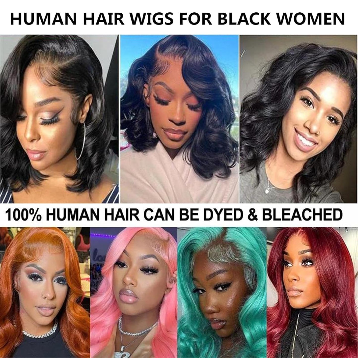 Short Bob Wigs Human Hair - 13x4 Lace Front Pre-Plucked Body Wave Wig for Black Women | 10 Inch Glueless Style