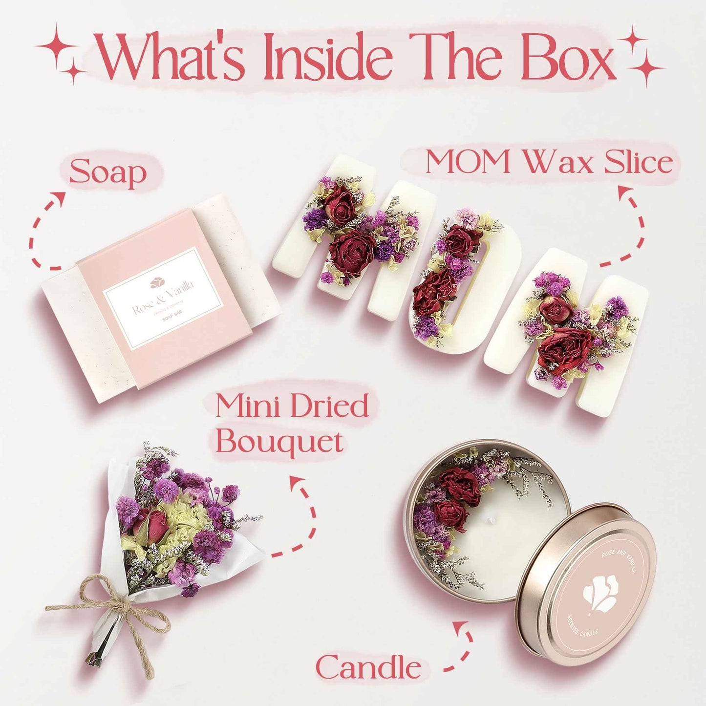 Gift Basket for Mom – Birthday & Christmas Small Spa Box – Relaxing Mom Gift Set with Candle, Soap & Wax Melts – Perfect Xmas, Holiday or Birthday Present