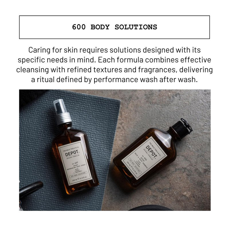 DEPOT No. 606 Sport Hair & Body Shampoo | 2-in-1 Cleanser with Seaweed, Mint & Botanical Extracts | Refreshing Mint & Ginger Scent | 8.4 fl.oz.