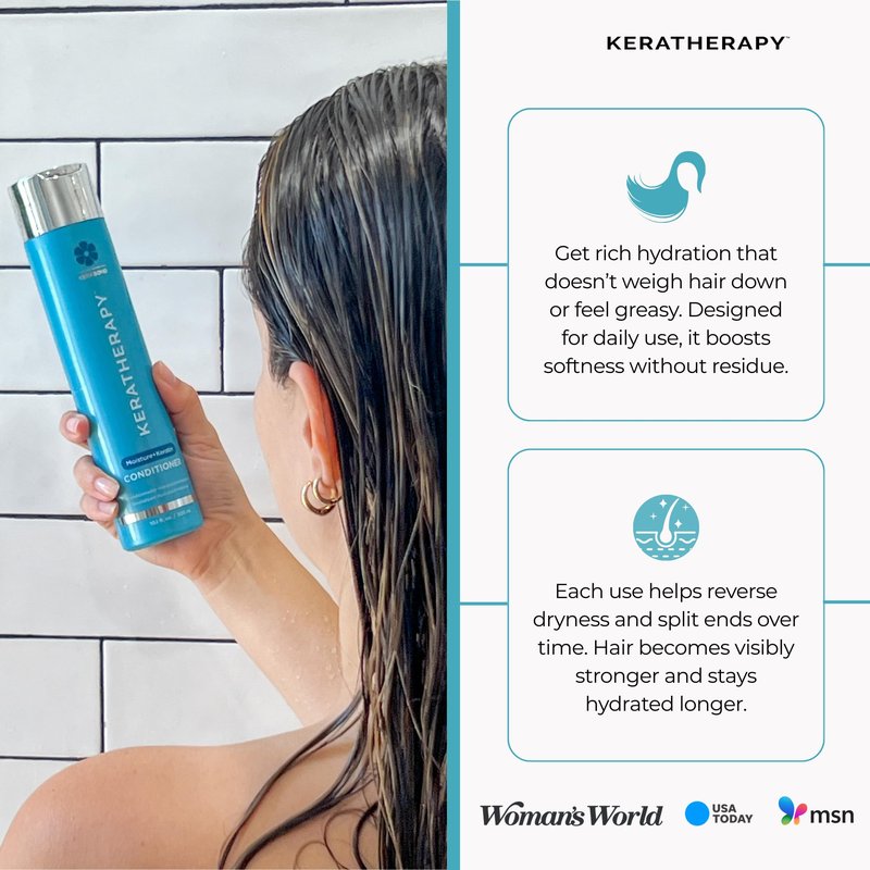 KERATHERAPY Keratin Infused Moisture Conditioner, 10.1 fl. oz., 300 ml - Hydrating & Moisturizing Conditioner for Dry or Damaged Hair with Collagen, Jojoba Oil, & Kerabond Technology - Sulfate Free