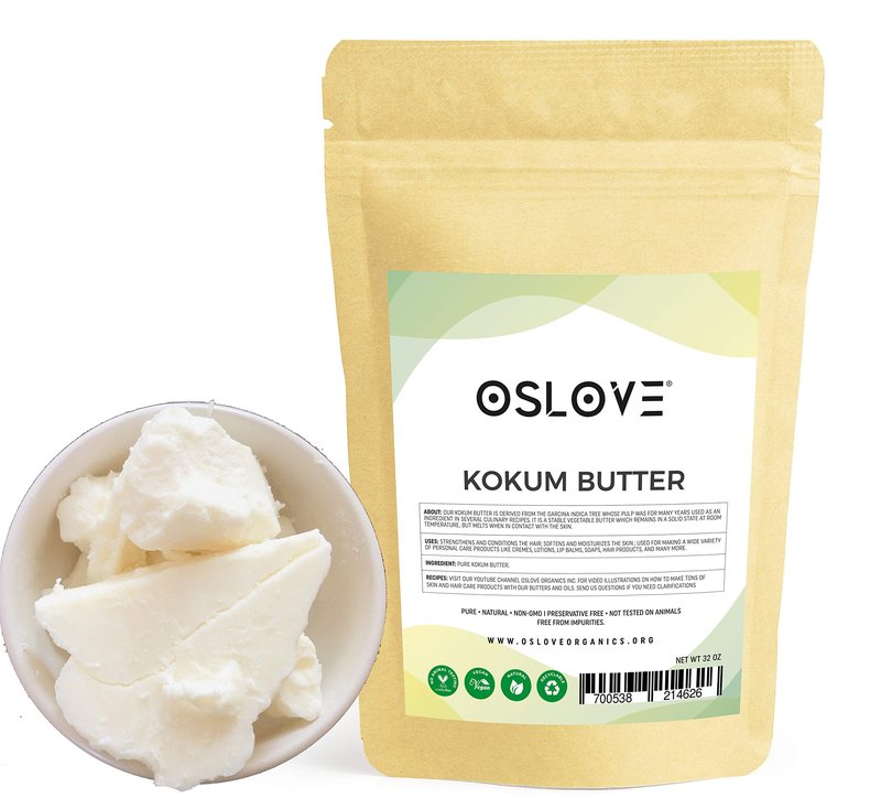 Oslove Organics Kokum Butter 2 LB Pure, Natural, Fresh, Thickener for Body Butters, Sunscreens, Soaps, Deodorants, lip balm & Lotions.