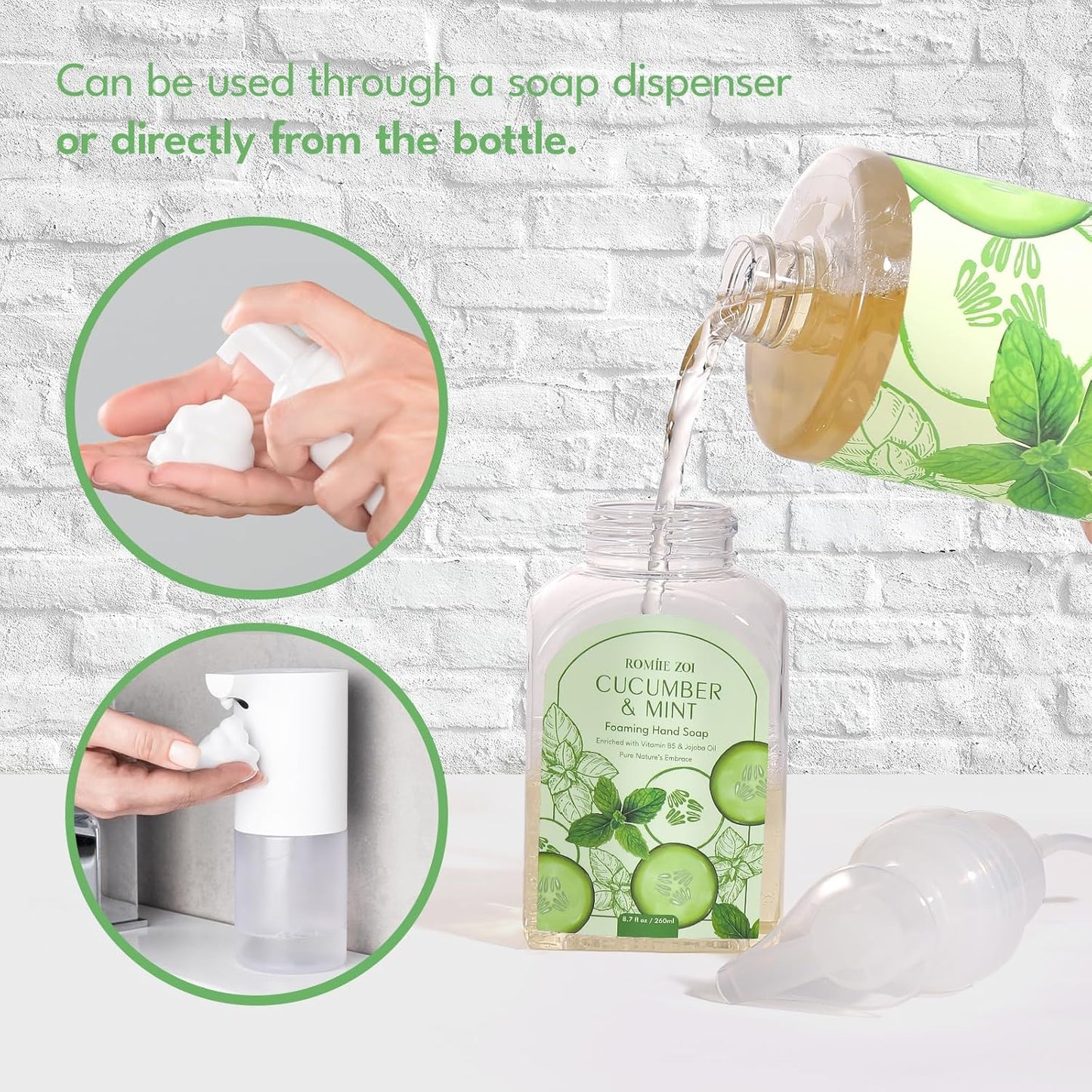 Tomato Vine Foaming Hand Soap Refill Set – 3 Pack (33.8 Fl Oz Each) – Chemical-Free & Moisturizing with Refillable Dispenser for Kitchen & Bathroom