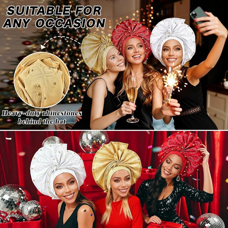 African Gele Head Wrap for Women - Elegant Nigerian Turban for Weddings & Events | Versatile Styles