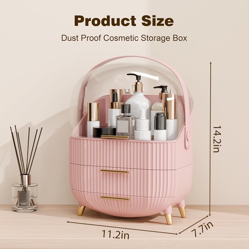 Vanity Organizer - Pink Beauty Storage with Lid & Drawers | Perfect Gift for Teen Girls (Ages 10-18)