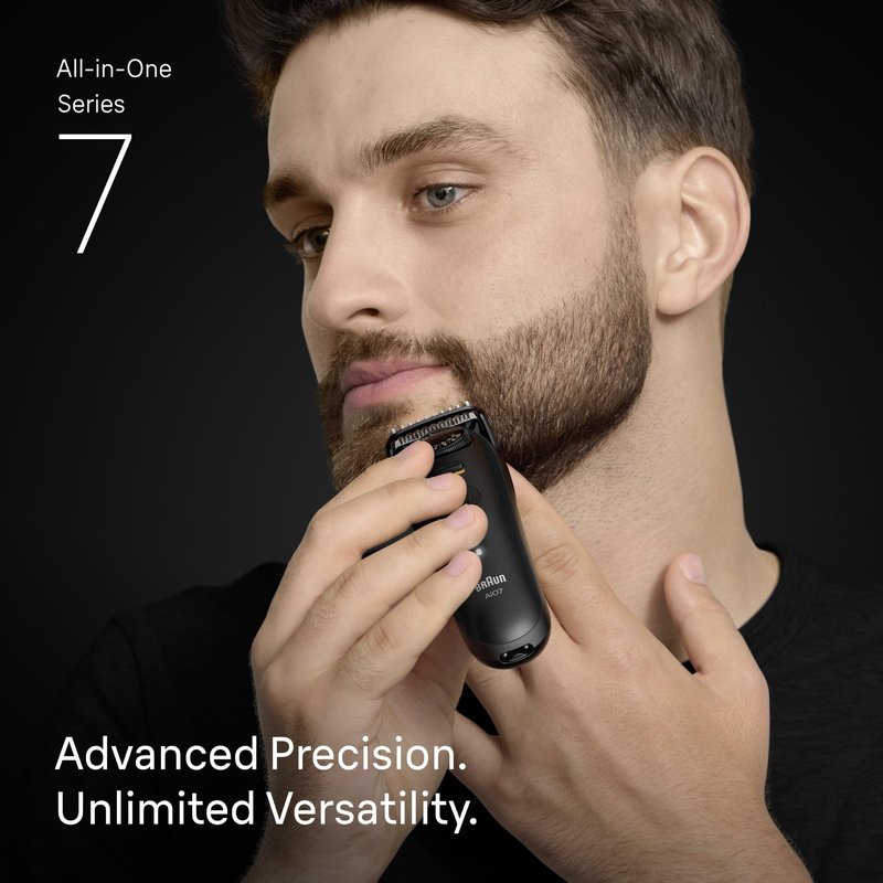 Braun Series 7 All-in-One Beard & Body Grooming Kit for Men, Cordless Trimmer, Hair Clippers & Shaver for Face, Hair & Body with Gillette ProGlide Razor, AIO 7530