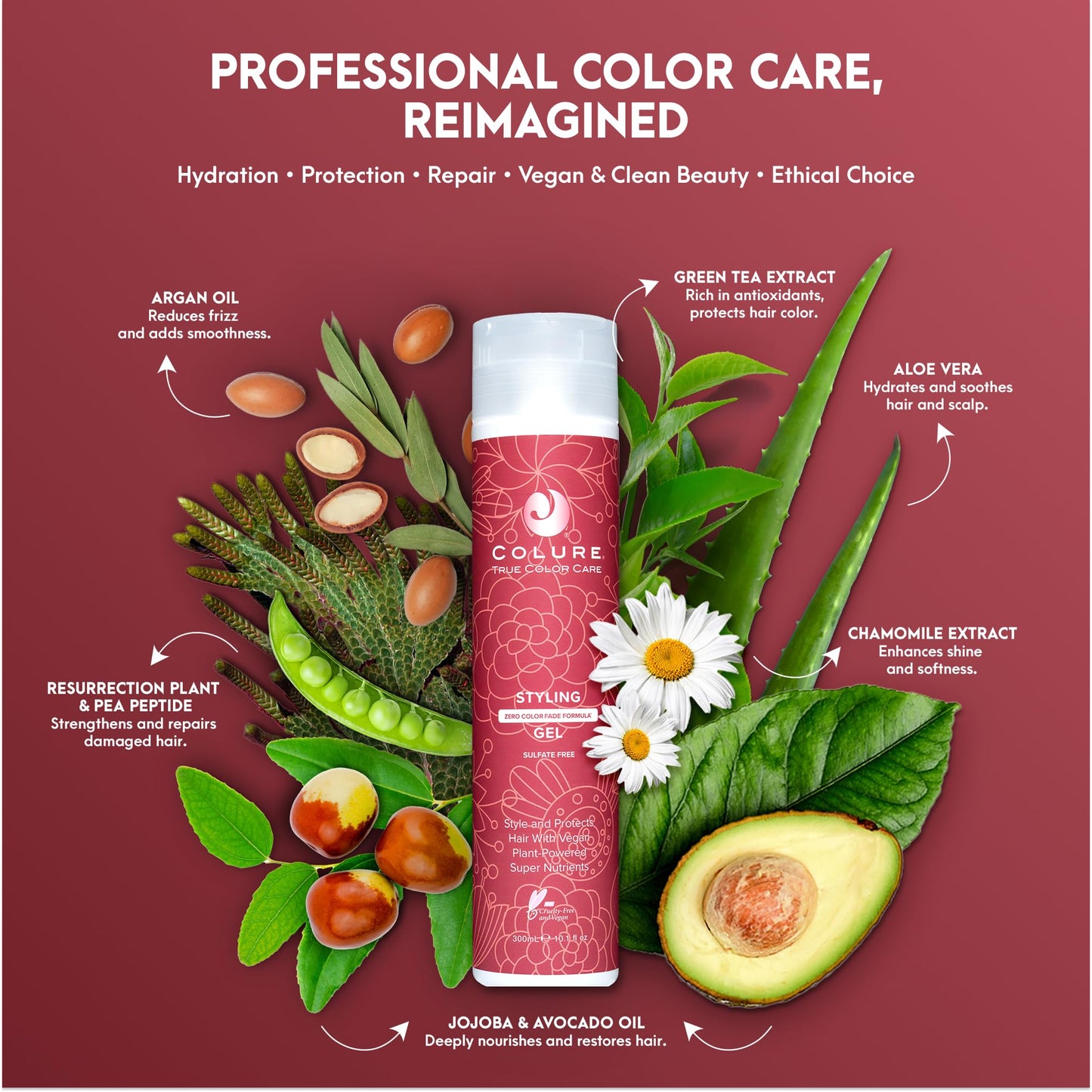 COLURE Styling Gel 10 oz - Versatile Medium Hold Volumizing Hair Gel for Moldable Flexible Professional Styling