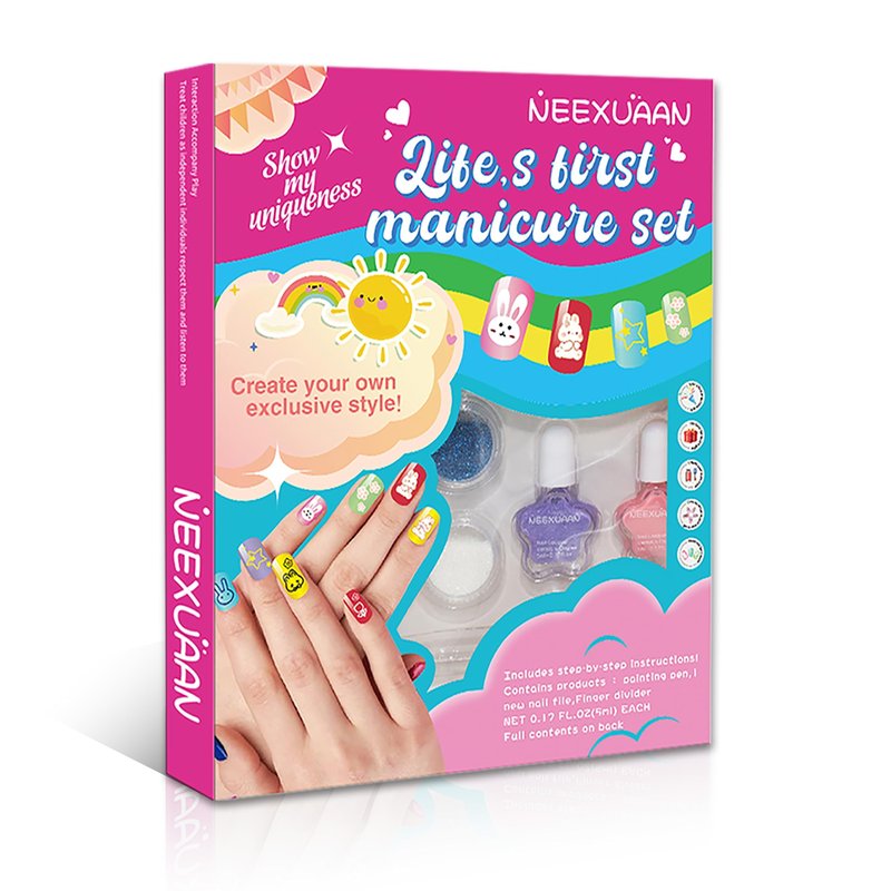 NEEXUAAN Kids Nail Polish, 15 PCS Nail Art Kit, Non-Toxic Toddler Nail Polish, Quick Dry Water-Based Peelable Fingernail Polish for Girls, for Ages 6-12 Girls Birthday, Halloween, Christmas Gifts