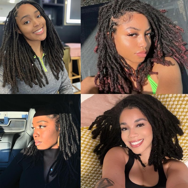 Locs Extension Human Hair 8 Inches 30 Str Dreadlock Extension 100% Full Handmade Locs Extension for Woman/Man/Kids 0.6cm Dreadlocs Human Hair Can be Curly and Dyed