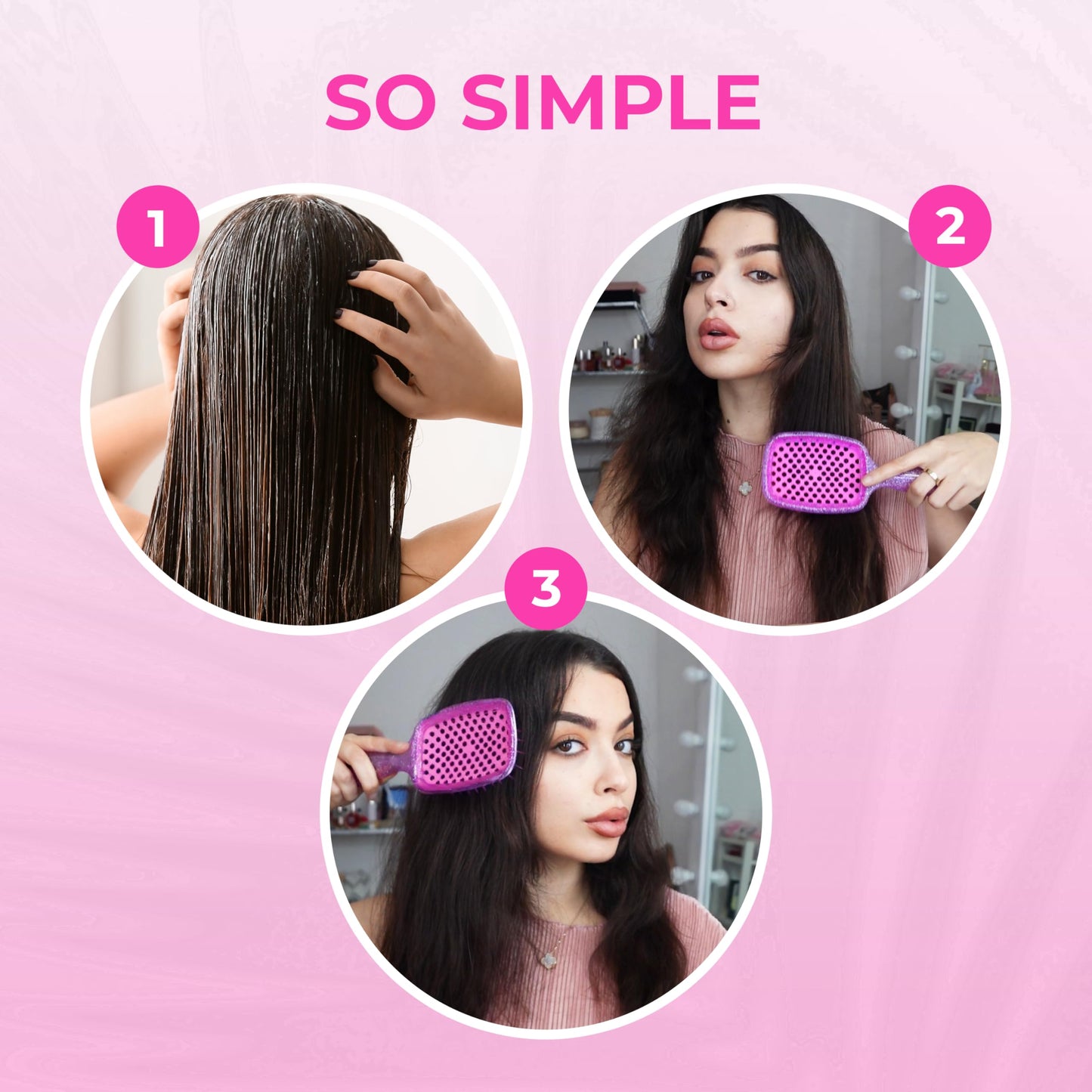 FHI Heat UNbrush Mini Detangler Brush for Pain-Free Brushing on All Wet or Dry Hair Types — Durable Duoflex Anti-Static Bristles, Lightweight Handle, Vented Mini Hair Brush, Rose Quartz Pink