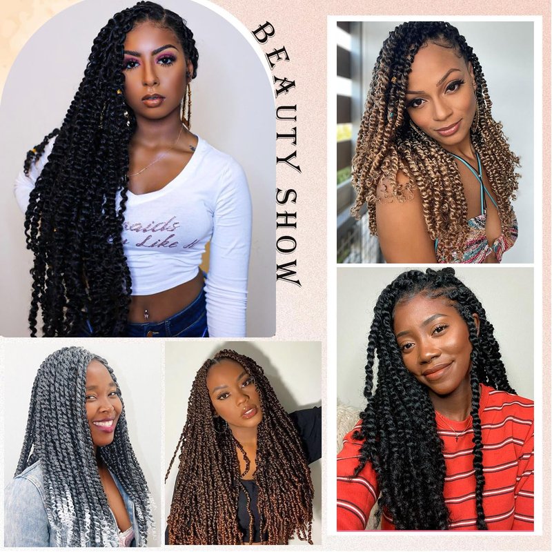 14 Inch Passion Twist Crochet Hair for Black Women 8 Packs Pre-twisted Passion Twist Crochet Braids Pre-looped Bohemian Twist Synthetic Braiding Hair Extensions (12Strands/Pack; T1B/30/27#)