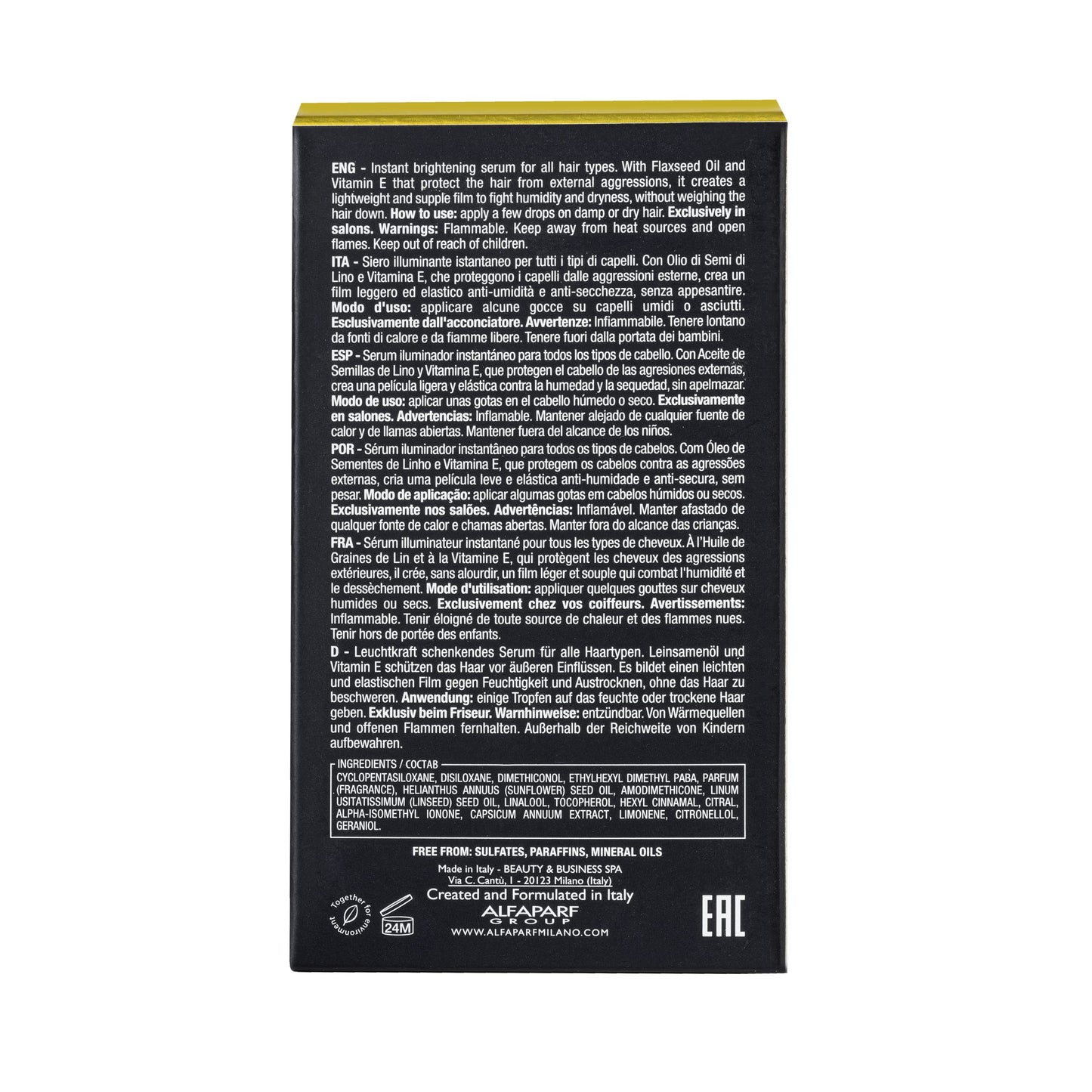 ALFAPARF MILANO Semi di Lino Cristalli Liquidi Hair Oil - Heat Protectant
