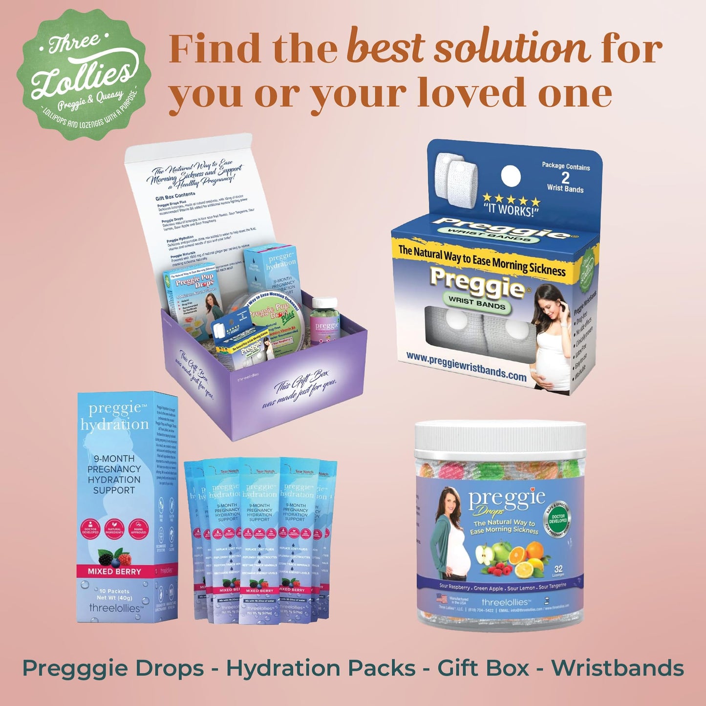 Three Lollies Preggie Drops Plus Pregnancy Nausea Relief Drops with 10 mg Vitamin B6 and Essential Oils, Morning Sickness and Queasy Stomach Support for Pregnant Women, Sour Lemon, 100 Count