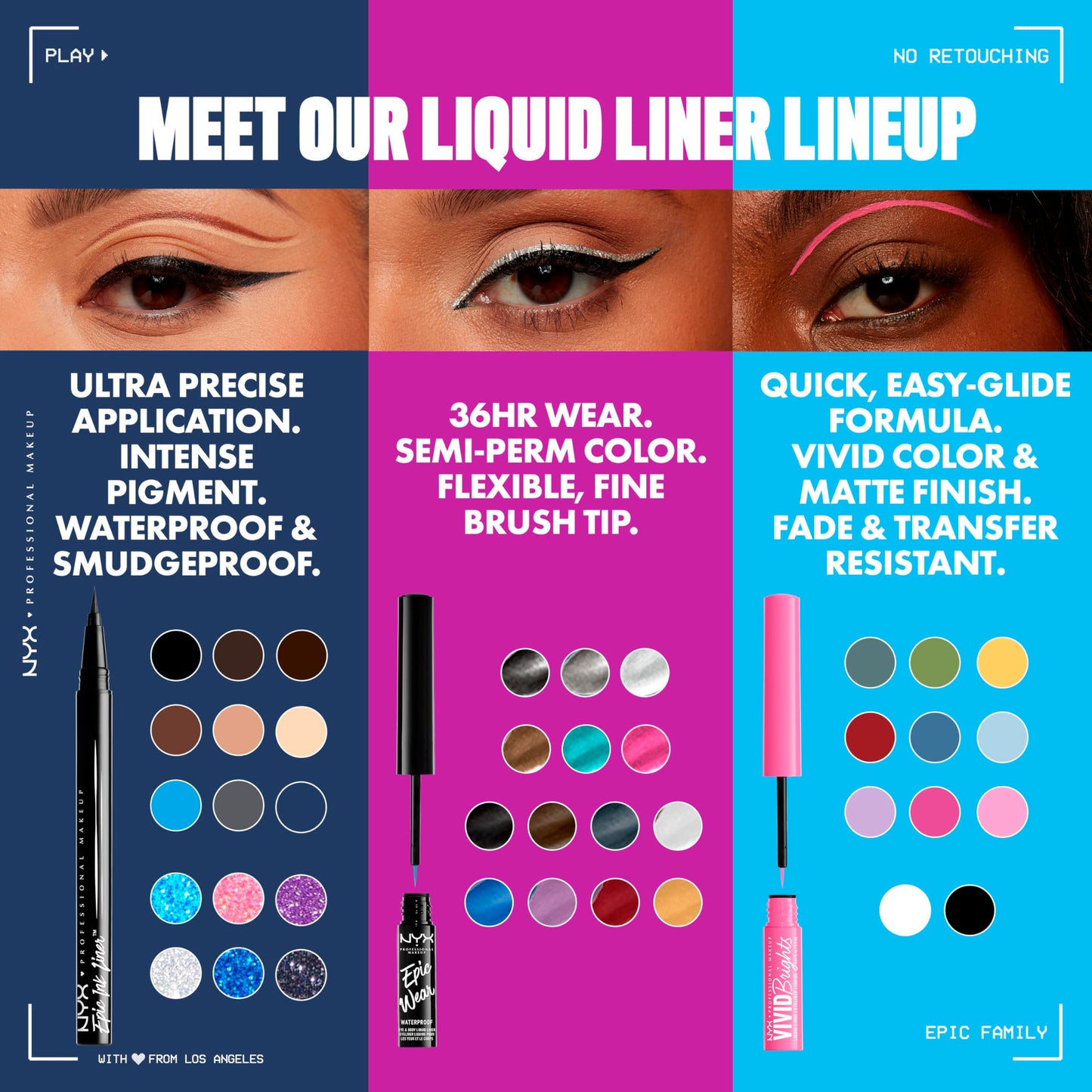 NYX PROFESSIONAL MAKEUP Epic Ink Glitz Liner, Waterproof Metallic Liquid Eyeliner with Vegan Formula - Graphite Glitz (Shimmer Graphite Black)