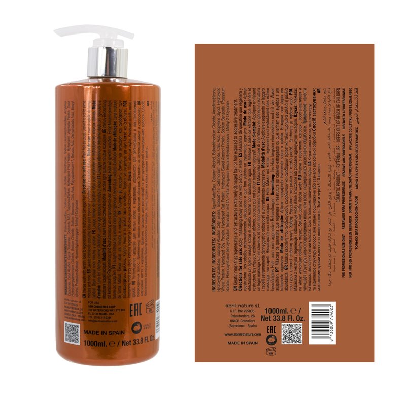 Abril Et Nature Instant Mask Keratin - 1000 ml - Treatment for Severely Damaged Hair - Restores Strength to the Hair Fibre - Powerful Anti-Frizz - Hair Conditioner