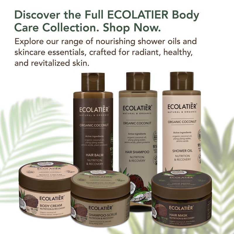 ECOLATIÈR Shower Oil – Organic Coconut Oil – Moisturizing & Nourishing Body Wash for Women, 95.5% Natural, Vegan, for Sensitive Skin - 8.5 Fl Oz (Coconut oil)