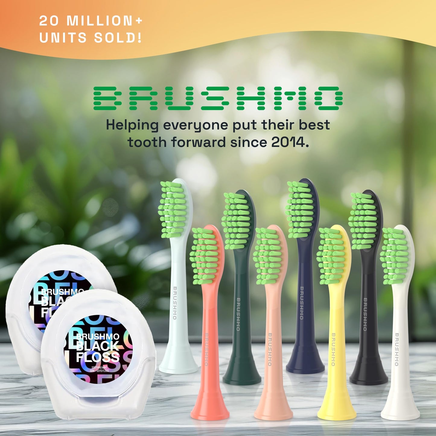 Brushmo Replacement Toothbrush Heads, Compatible with Philips One for Sonicare Electric Toothbrush Handles HY1022, 4 Standard Heads with Tongue Cleaner, Soft Dupont Bristles, BM124m, Miami Coral