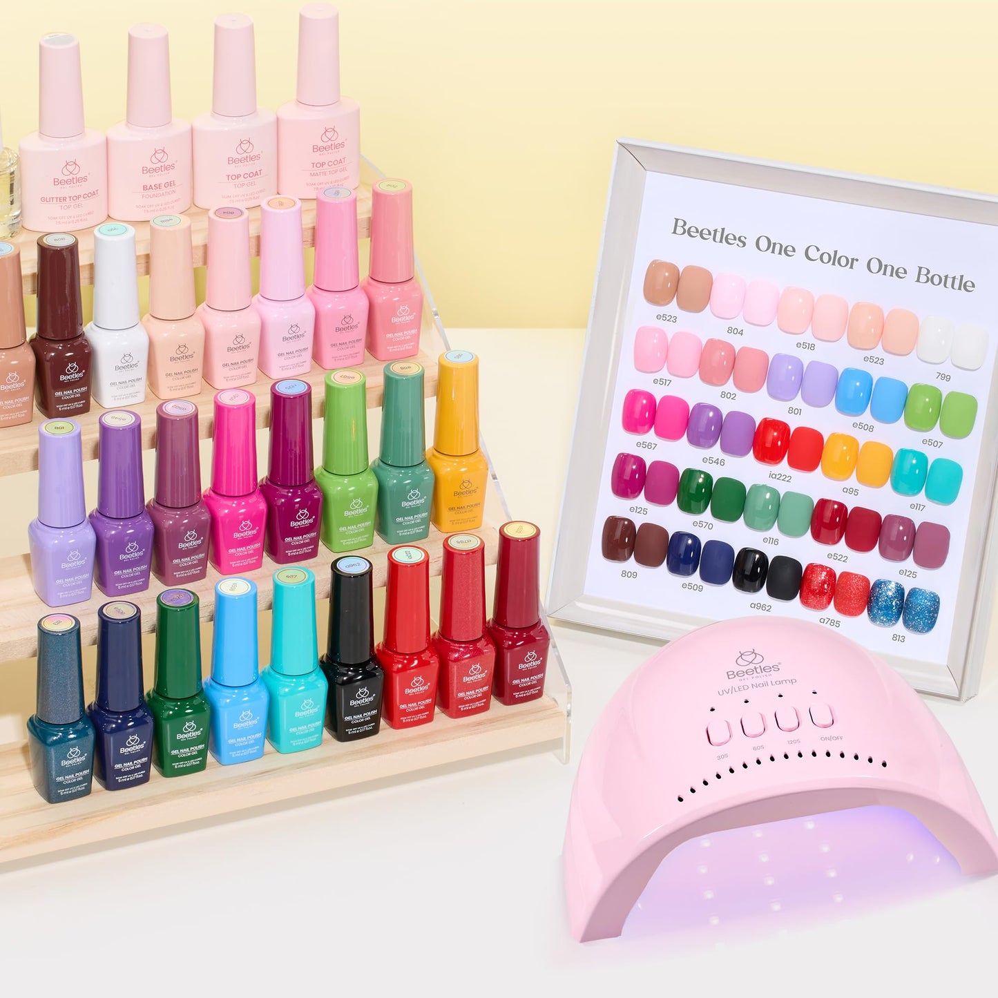 Beetles Gel Nail Polish Kit with U V Light - 25 Colors Gel Polish Set 51 Pcs Imprints of Time Nail Kit One Color One Bottle with Top &Base Coat Beauty Must Have DIY Salon Manicure Gifts for Women