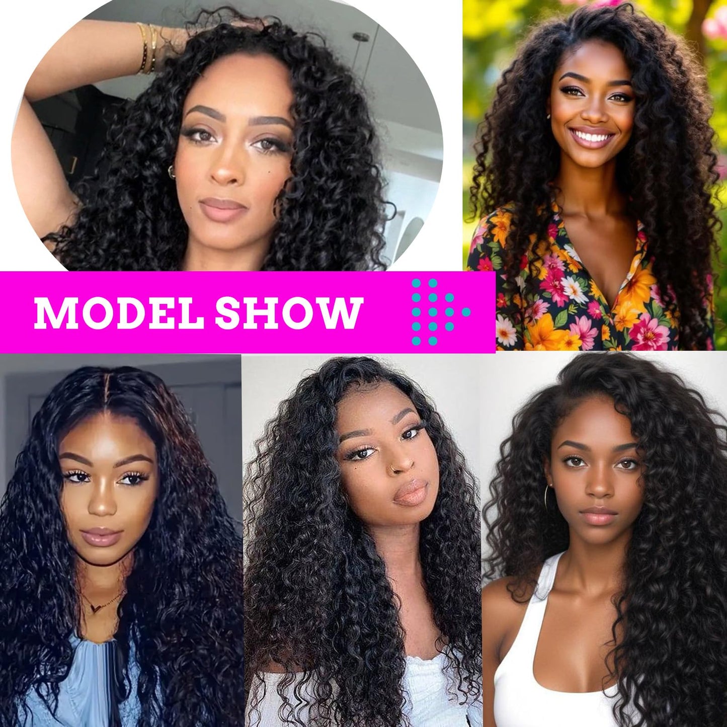UENOKIPS Water Wave Hair Bundles 100% Pure Protein Silk Curly Bundles 14 16 18 Inch 6 Bundles 270g Synthetic Soft Natural Look Human Hair Feel Wet and Wavy Hair Extensions Natural Black