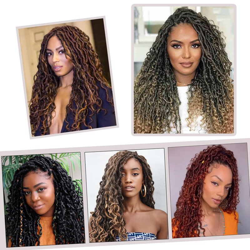 Vemet Goddess Locs Crochet Hair 24 Inch 9 Packs Synthetic Faux Locs Crochet Hair, River Locs Hair Extensions Style Pre looped Crochet with Curly Ends