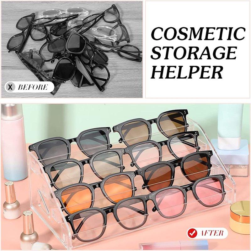 YIEZI Nail Polish Organizer 84 Bottles of 7 Layers Sunglass Organizer Acrylic Display Rack Eyeglasses Storage Essential Oils Holder Makeup Organizer No Tool Needed Assembly, Clear (2 Pack)