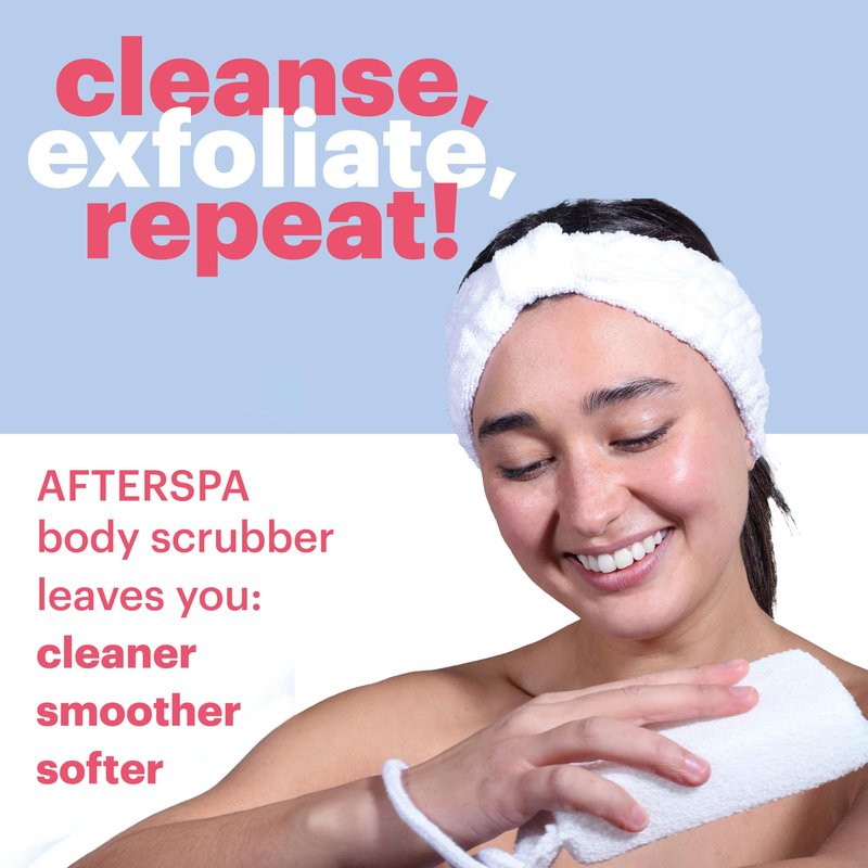 Bath Scrubber for Body by Afterspa, Shower Brush, Back Loofah, Body Exfoliator, Vegan and Cruelty Free (Pack of 6)