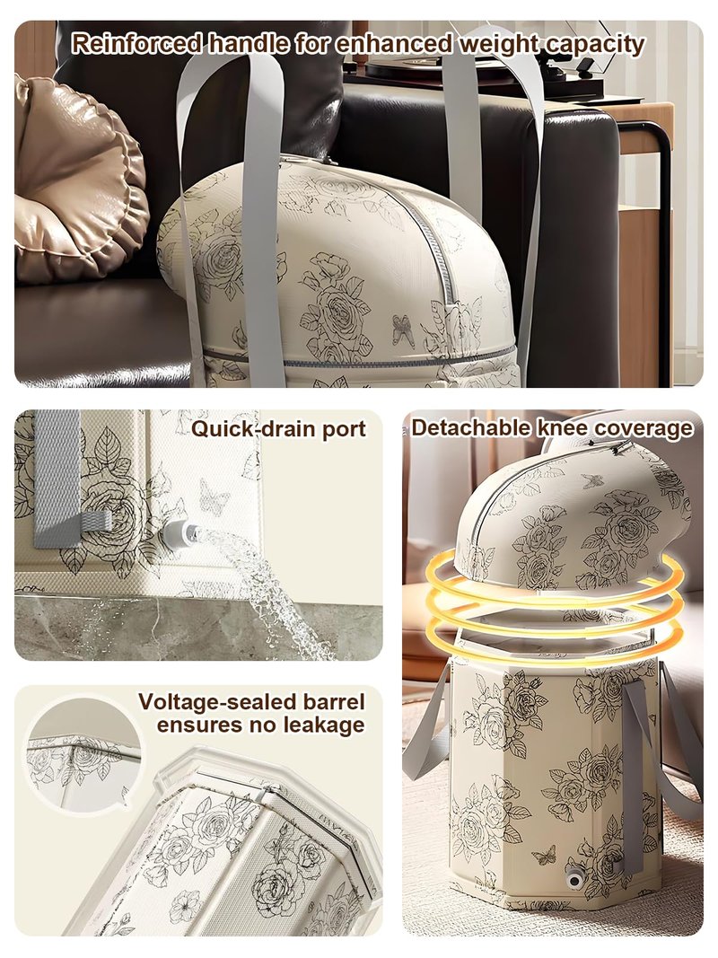 Foot Bath Basin Portable Travel Collapsible Foot Basin Folding Foot Bath Tub Soaking Feet Bucket for Camping Washing Fully Wrapped Knee Fumigation