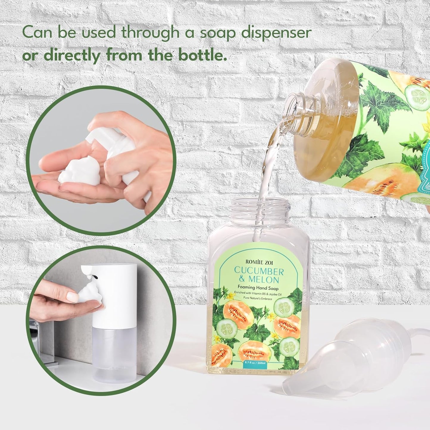 Tomato Vine Foaming Hand Soap Refill Set – 3 Pack (33.8 Fl Oz Each) – Chemical-Free & Moisturizing with Refillable Dispenser for Kitchen & Bathroom