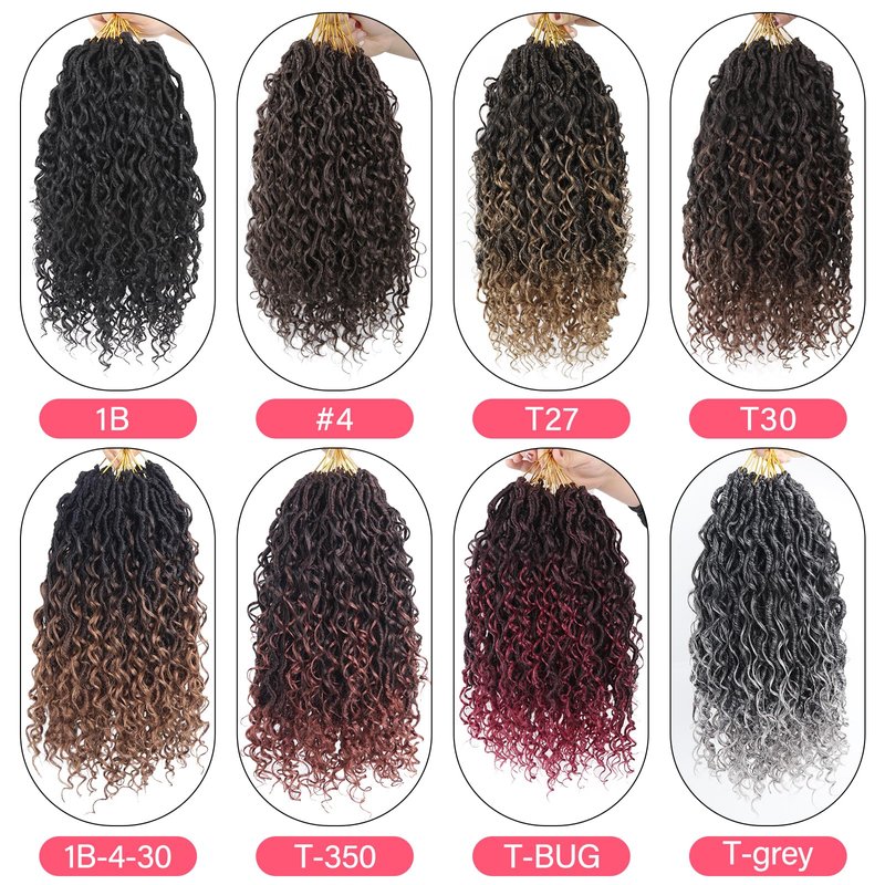 Sosihua Goddess locs crochet hair, 9 packs soft boho faux locs with curly ends bohemian crochet dreads for black women 12 Inch (Pack of 9)#1B