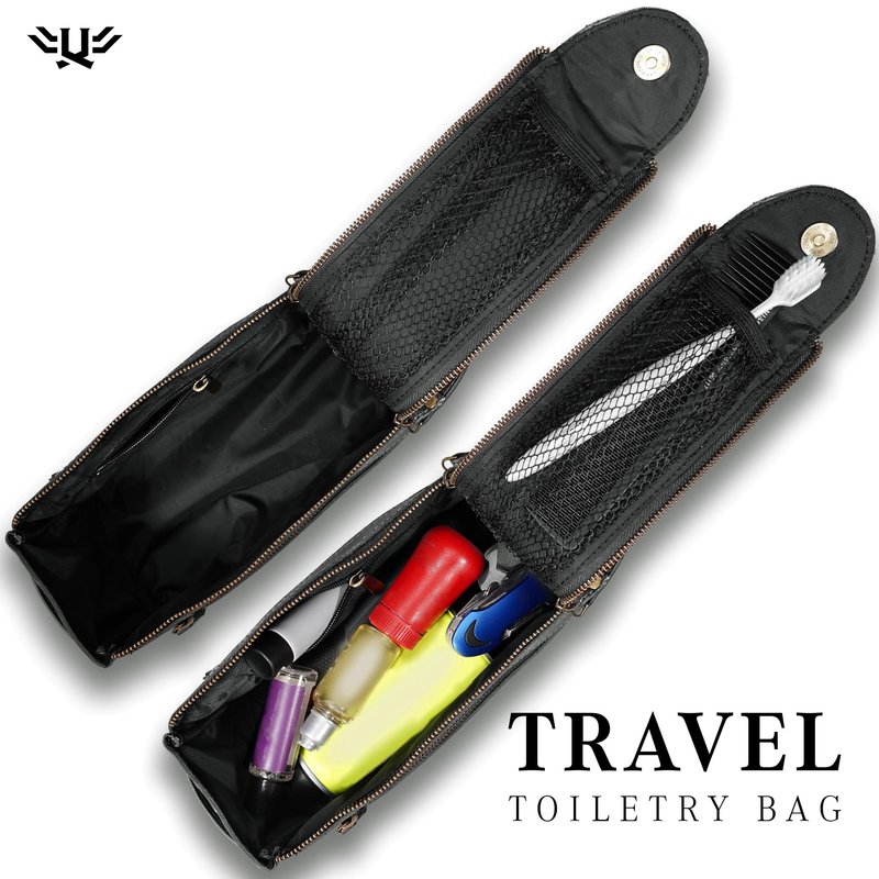 LushLuxeoria Premium Handmade Leather Toiletry Bags for Men and Women, Genuine Leather Dopp Kit and Shaving Bag for Men, Travel Cosmetic Bag for Women's and Men's, Zipper Pocket, Black
