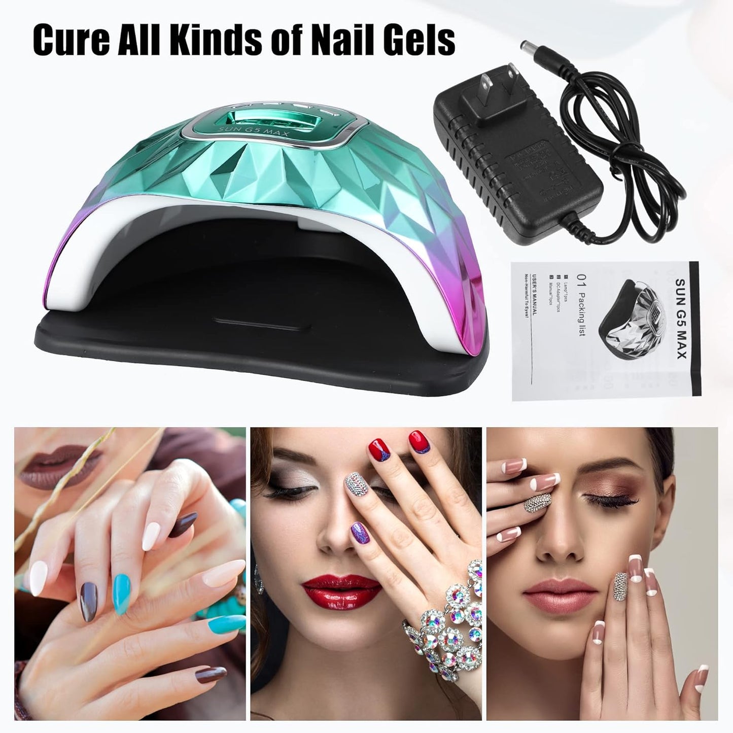 200W Portable UV-LED Nail Lamp with Sensor & 4 Timers - Fast Curing Gel Dryer