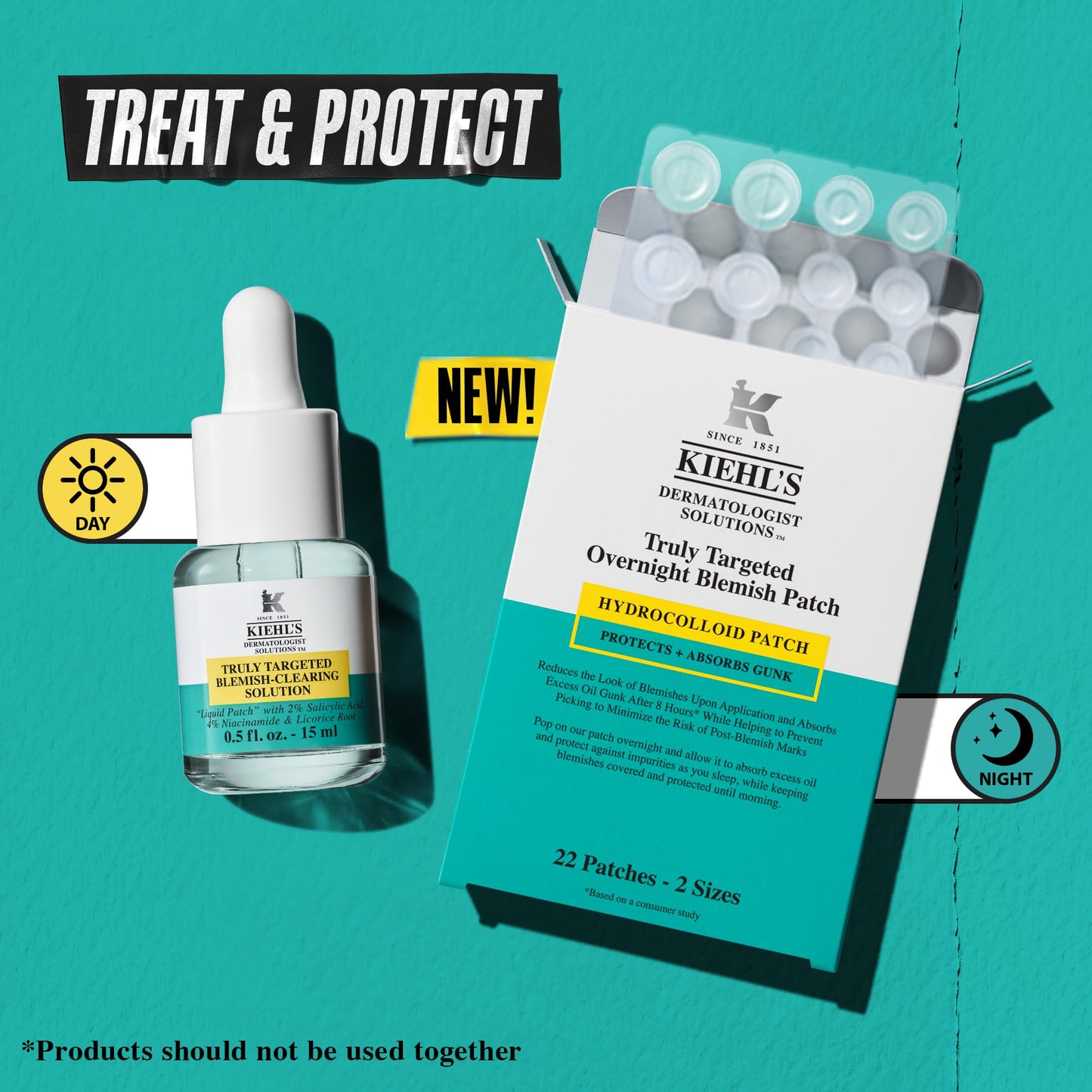 Kiehl's Overnight Pimple Patches - Truly Targeted Invisible Hydrocolloid Blemish Patch, Spot Stickers Absorb Oil and Gunk, Acne Treatment for Shrinking Whiteheads, Blackheads, and Zits (22 Count)