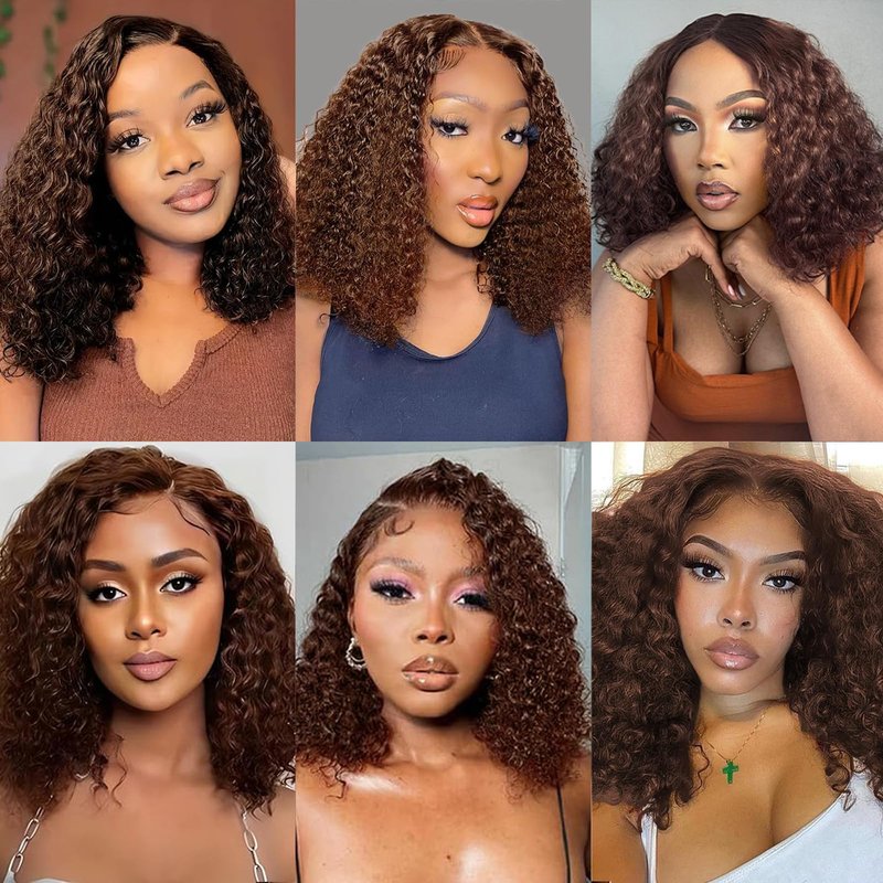 olimaruly Wear and Go Glueless Wigs Human Hair Pre Plucked Pre Cut Curly Bob Wigs Human Hair for Black Women 4x4 HD Lace Closure Deep Wave Glueless Wig Natural Black 12 Inch