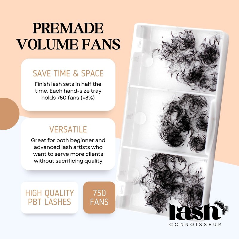 10D - C Curl 750 Fans Mixed Promade Fans Lash Extensions | TLC Lash Supplies 4D to 16D Premade Fans 7 mm to 16 mm Mixed Length Thin Base Premade Fans Eyelash Extensions (10D - C Curl, 14-15-16 mm)