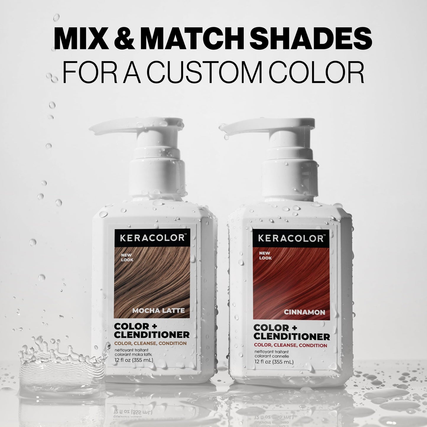 Keracolor Color + Clenditioner 3-in-1 Color-Depositing Conditioner, Gently Cleanses & Conditions, Semi-Permanent Mocha Latte Hair Color, 12 Fl Oz