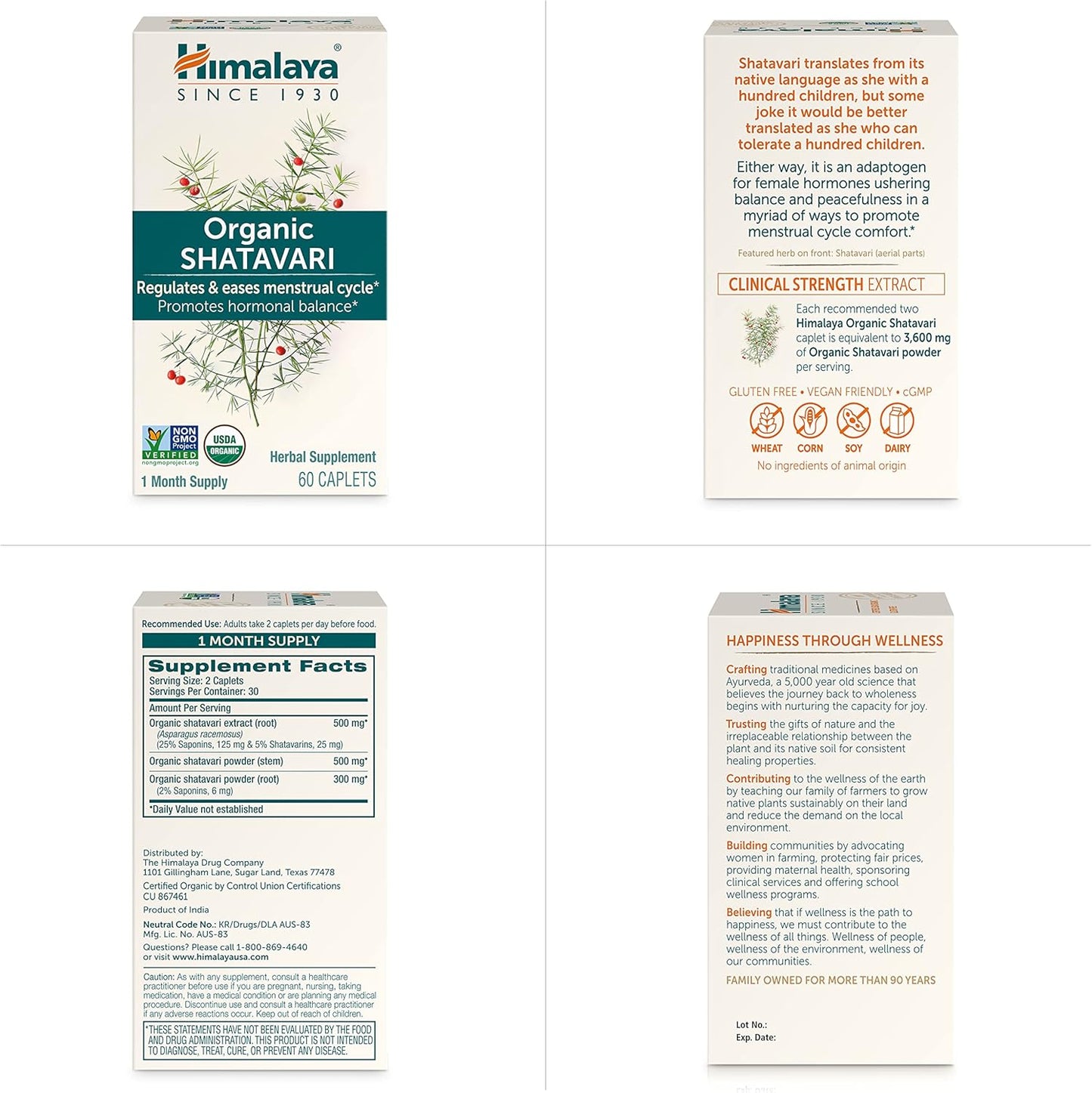 Himalaya Organic Shatavari Capsules - Hormone Balance & Menstrual Relief | Vegan, Gluten-Free, 1300 mg, 2-Pack