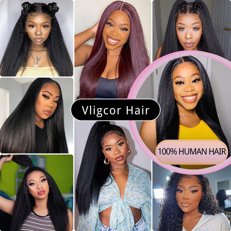 Kinky Straight Human Hair Bundles 18Inch Yaki Straight Human Hair Extensions 1 Bundles Unprocessed 100% Brazilian Virgin Kinky Straight Human Hair For Black Women Natural Black