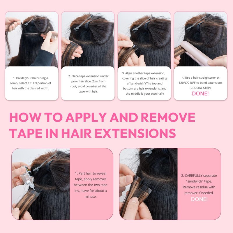 Charites Jet Black Tape in Hair Extensions Human Hair 20pcs 40g - Double Stitched Adhesive Real Human Hair Extensions - Invisible Tape ins Human Hair Extensions - 14 Inches 01#