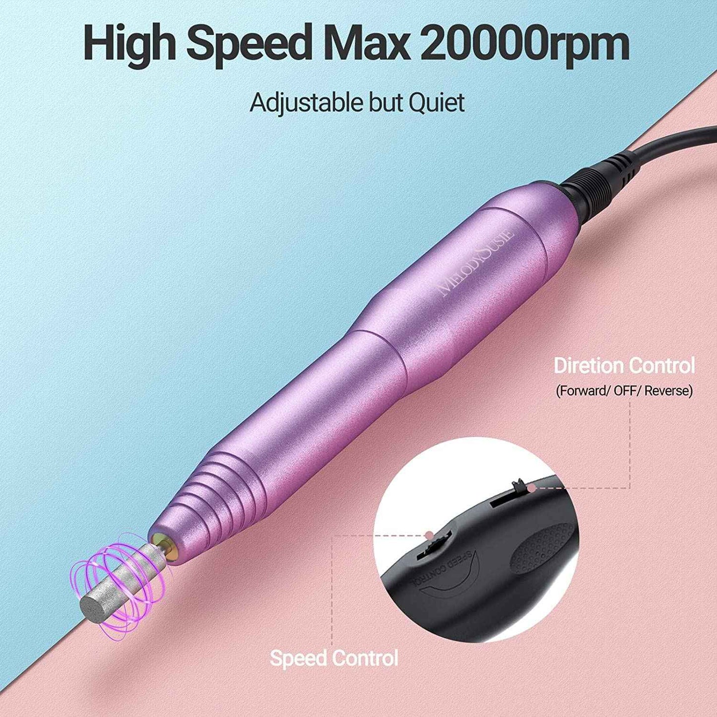 Portable Electric Nail Drill with UV Light for Gel Nails - MelodySusie