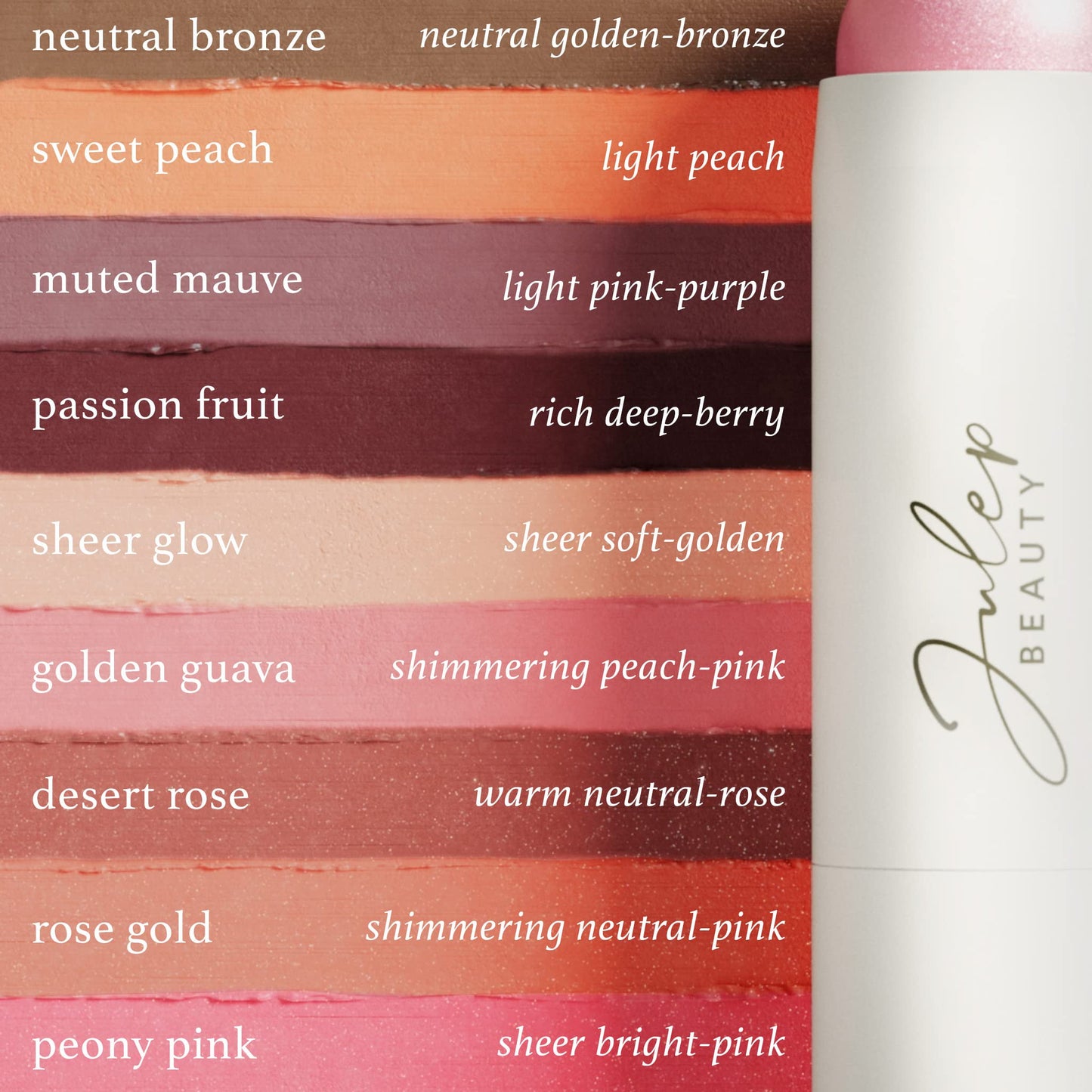 Julep Skip The Brush Cream to Powder Blush Stick Trio - Blendable and Buildable Color - 2-in-1 Blush and Lip Makeup Stick, Neutral Bronze, Sheer Glow, Desert Glow