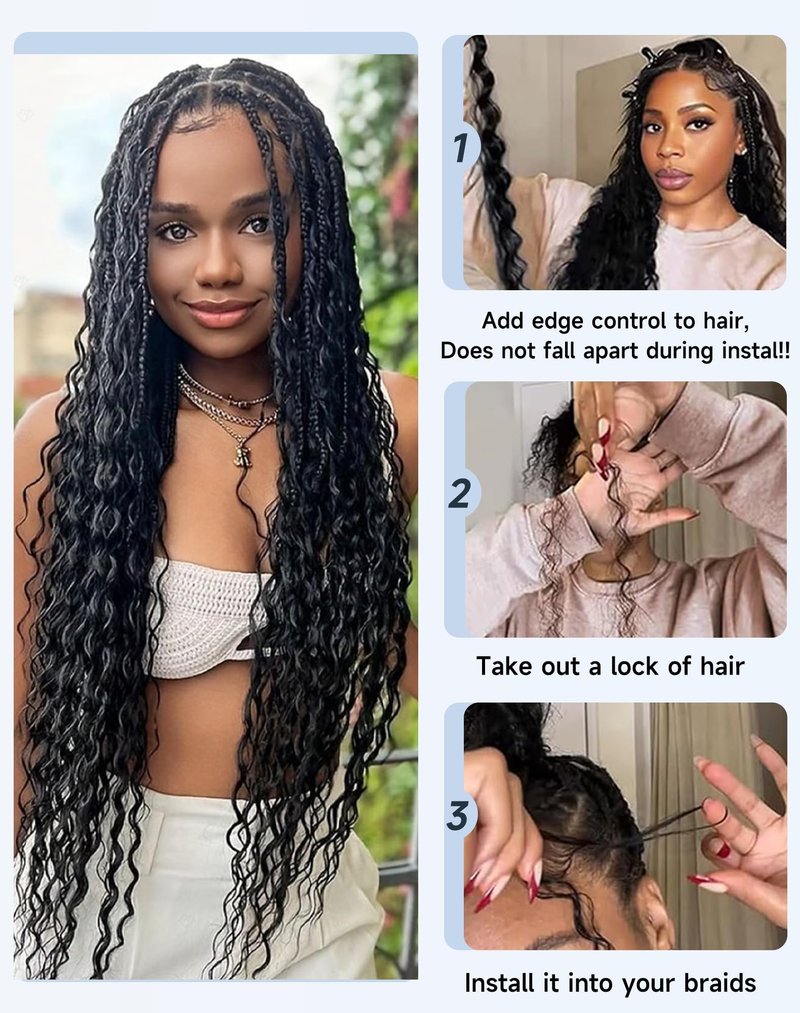 Human Braiding Hair For Boho Braids 110g Curly Boho Hair For Braiding Knotless 12A 100% Unprocessed Brazilian Virgin Hair Extensions Bulk Bohemian 4 Bundles/Pack Natural Color 18Inch