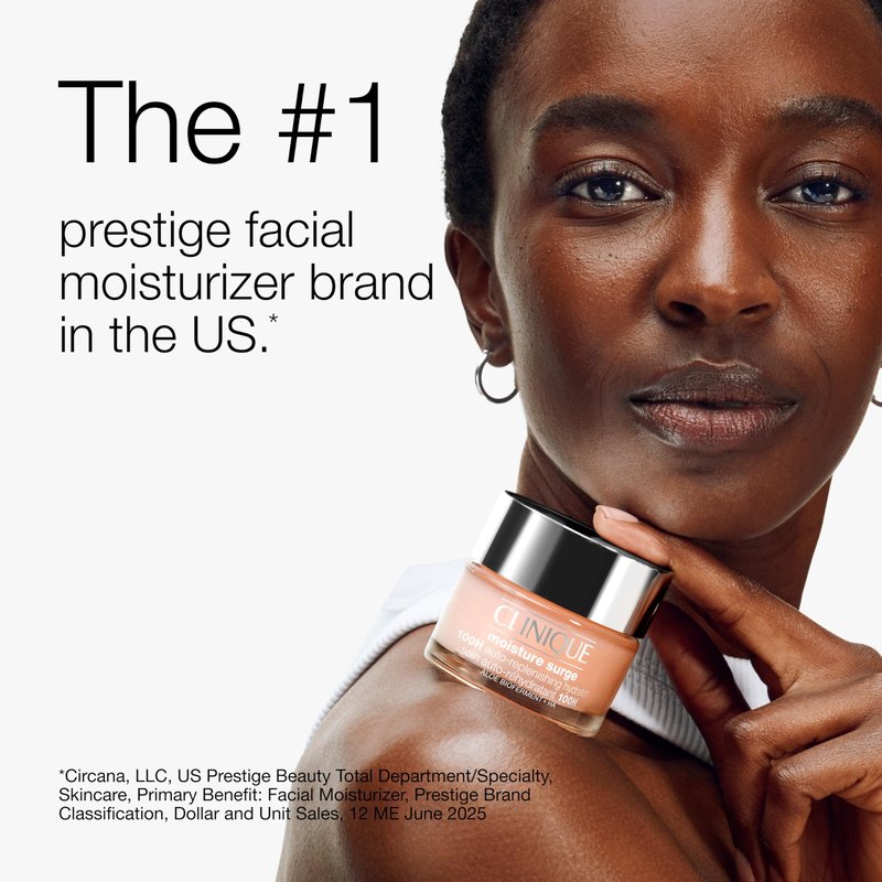 Clinique Moisture Surge 100H Auto-Replenishing Hydrator Oil Free Face Moisturizer | With Hyaluronic Acid, Aloe Bioferment and Vitamins C + E | For All Skin Types | Hydrating + Moisturizing, 2.5 Fl Oz