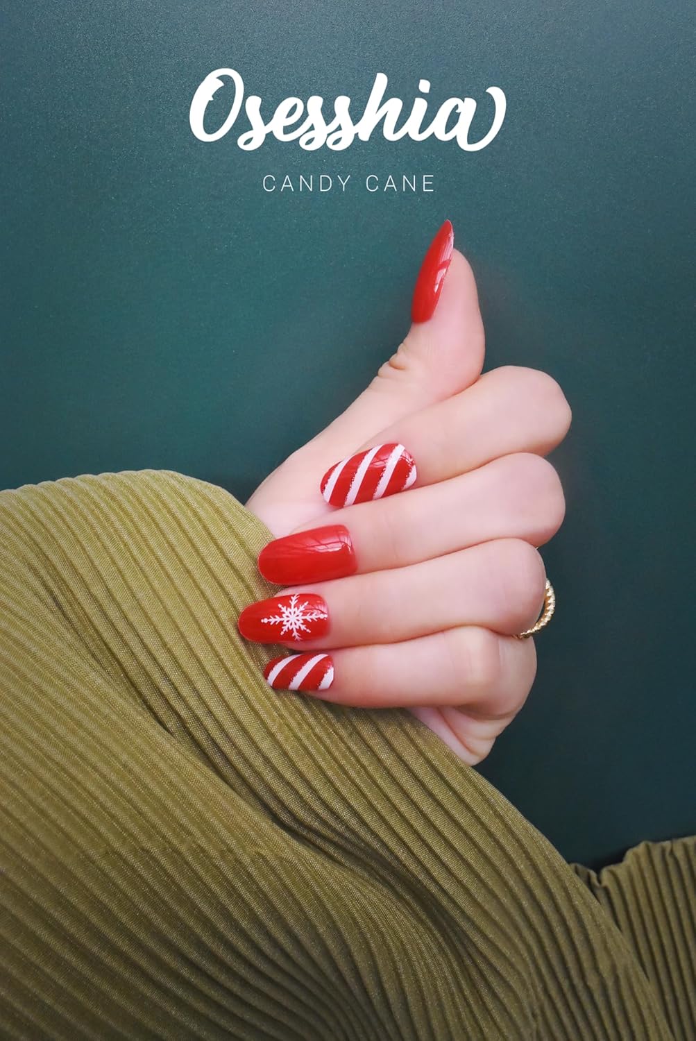 Semi Cured Gel Nail Strip Starter Kit - 60 Nail Stickers, UV Lamp & Tools for Salon Quality Christmas Nails