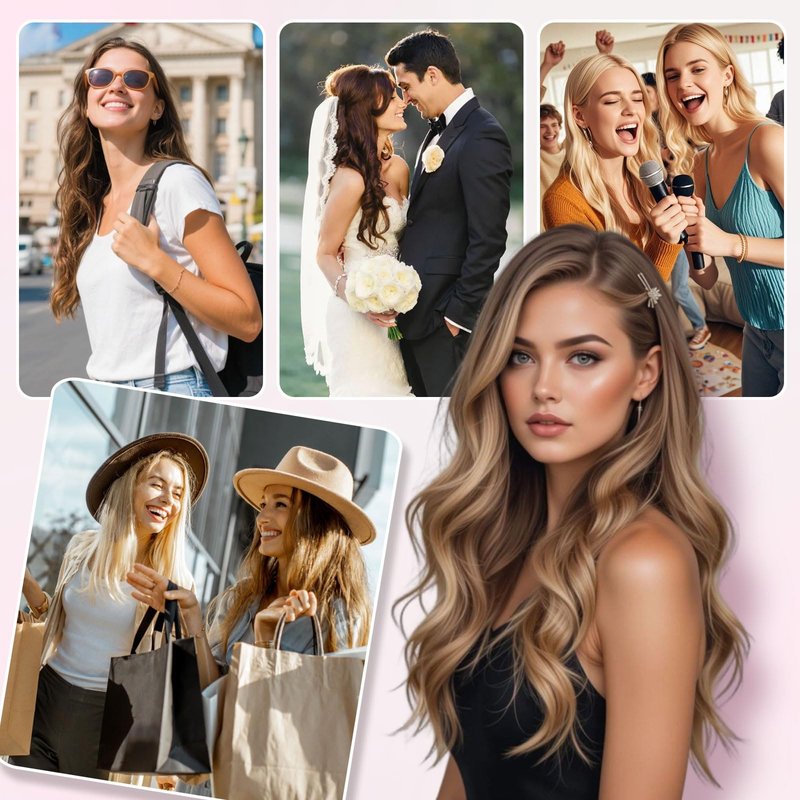 MEI YUAN LIN Clip in Hair Extensions Real Human Hair 5pcs 30g 20inch Single Clip Design for Flexible Wearing Remy hair extensions Light Blonde Highlighted Golden Blonde Easy to Apply & Remove