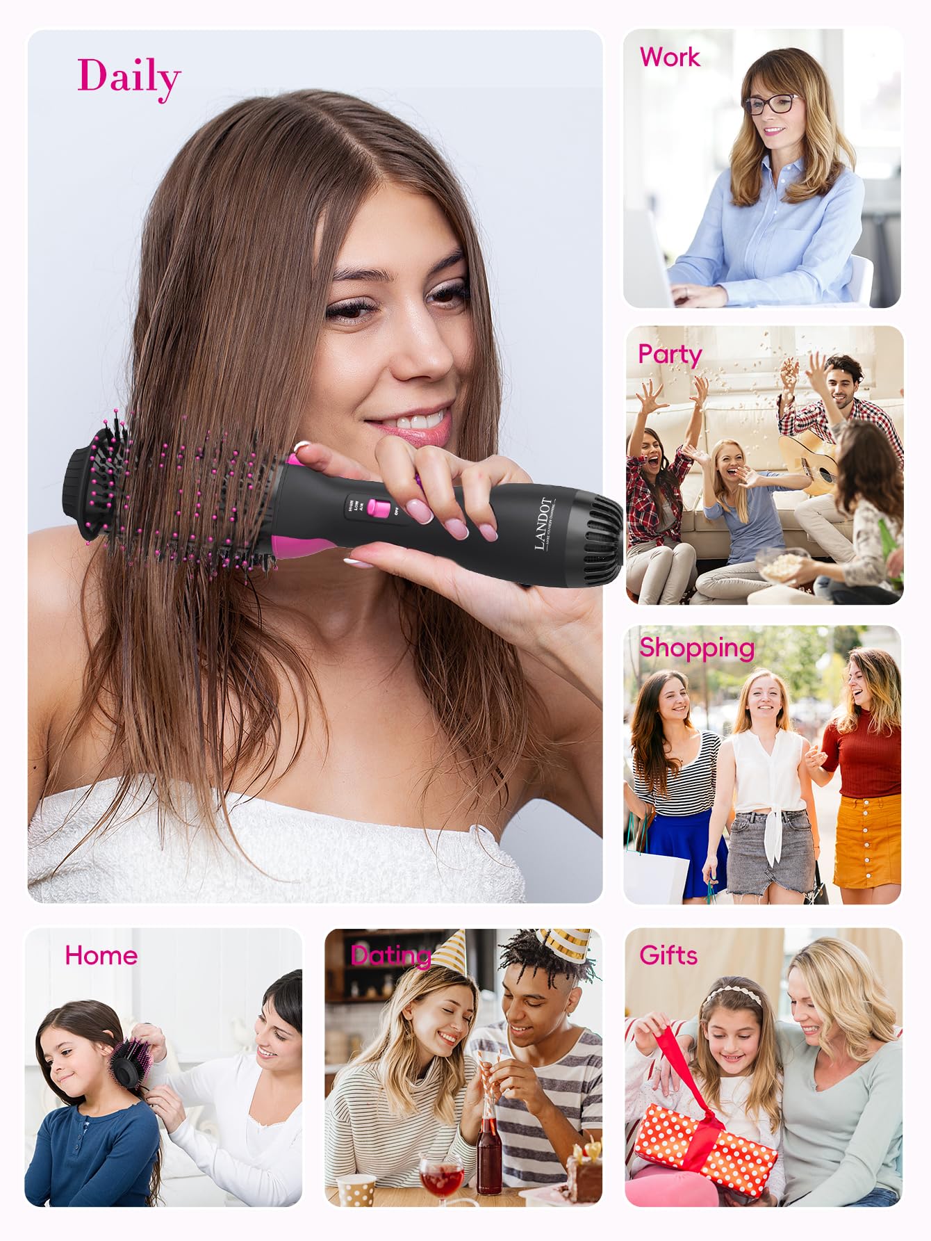Hair Blow Dryer Brush - 60mm Hot Air Brush for Volumizing & Smooth Blowouts