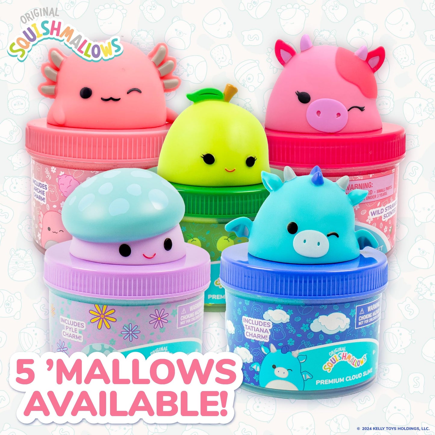 Original Squishmallows Tatiana The Dragon Premium Cloud Slime, Blue Raspberry-Scented, 8 oz. Storage Container with Figurine Topper, Rubber Charm, Goodie Bags, Kids Party Favors, Sensory Toys