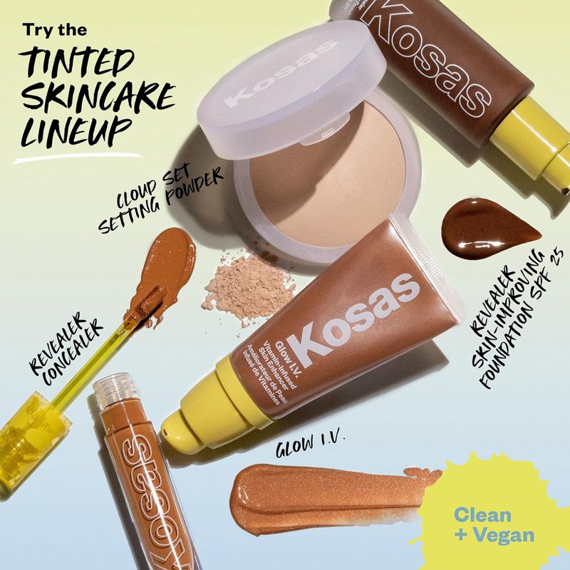 Kosas Glow I.V. Vitamin-Infused Skin Enhancer Makeup - Tinted Highlighter for Radiant Skin | Reflect Shade
